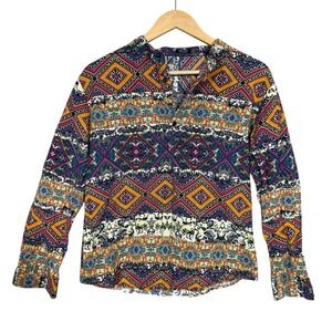 COOFANY SHIRT UNISEX SMALL‎ SHIRT BOLD BRIGHT COLORFUL TRIBAL ARTSY COTTON HEMP